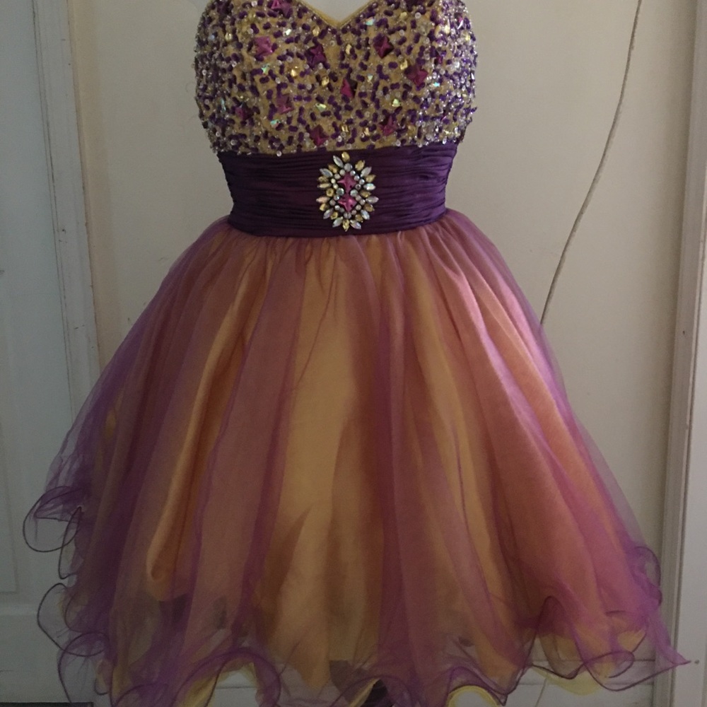 Partytime  purple and yellow dress size 4
